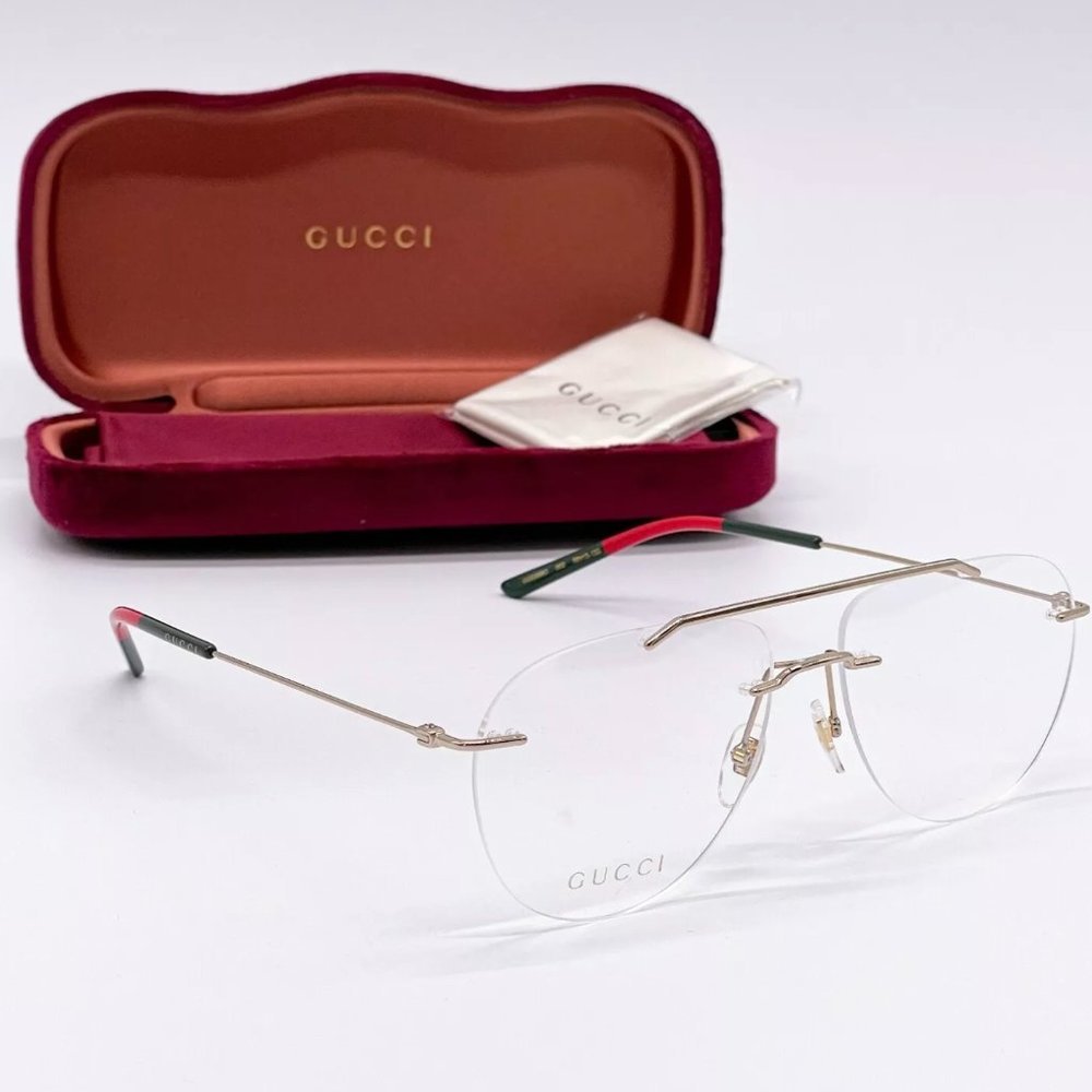 Sale! New Gucci Unisex 58mm Gold Aviator Eyeglasses! - Picture 3 of 7